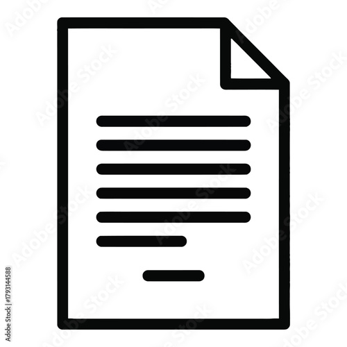 Simple black and white icon of a document with lines