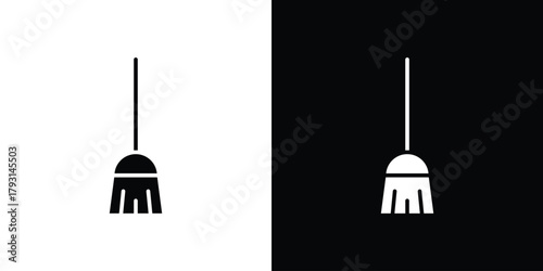 Broom icon vector graphics. filled vector sign, Symbol illustration.