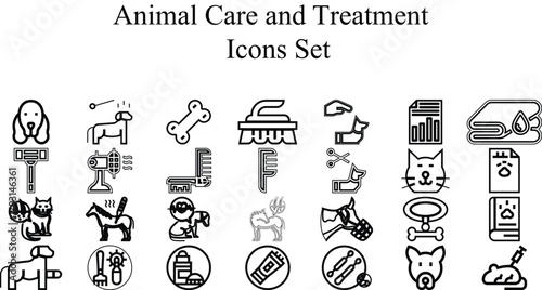 Editable Stroke Animal Health Clinic Icons Collection