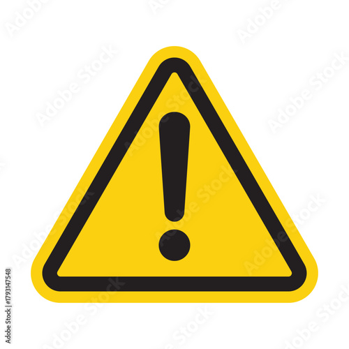 Hazard warning attention sign with exclamation mark symbol in a yellow triangle. Danger, Vector illustration. Attention icon. EPS 10. 