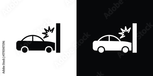 Car crash icon vector graphics. filled vector sign, Symbol illustration.