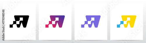 Square Connected Negative Space Letter Logo Design W