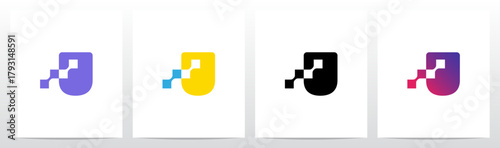 Square Connected Negative Space Letter Logo Design U