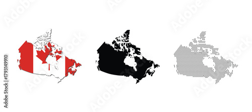 Map of Canada icon collection, country and geography canada collection of map and flag icons.