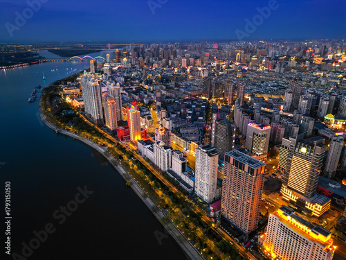 Obraz na plátně Harbin, CHINA-MAY 05, 2025-Aerial cityscape of Harbin's downtown, is the capital of Heilongjiang, China