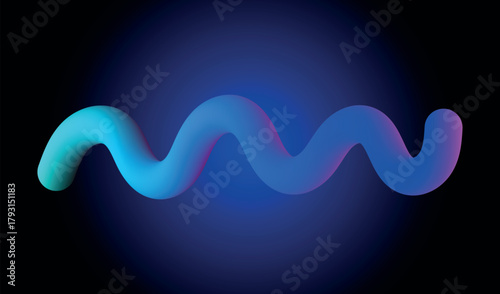 Abstract blue and purple wavy neon light formation