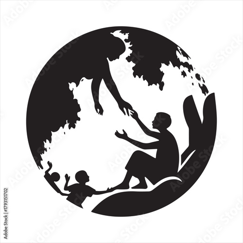 helping poor vector sketch art logo design collection. abstract icon set illustration.