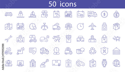 Set of fifty delivery icons