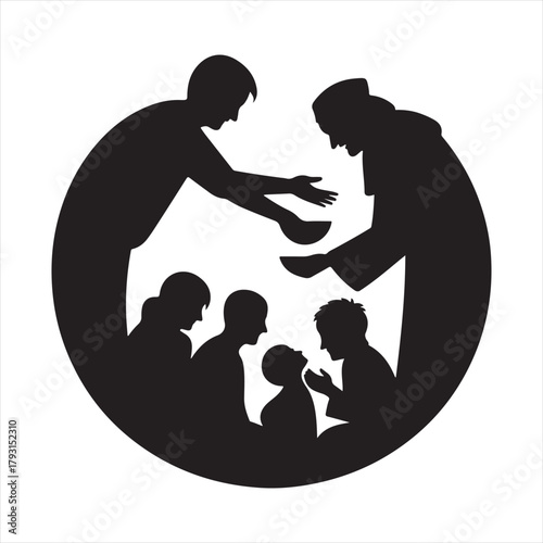 helping poor vector sketch art logo design collection. abstract icon set illustration.