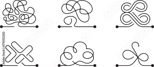 Messy Scribble Brain Concept – Tangled Doodle Knot, Chaotic Thought Path from Confusion to Clarity — Vector Illustration.