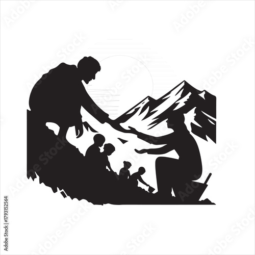 helping poor vector sketch art logo design collection. abstract icon set illustration.