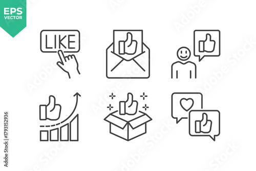 Set Of Feedback Line Icons. Set contains such icons as Feedback, Rating, Like, Dislike, Comment, and more.