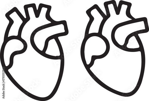 Human Heart Organ Outline Icon - Cardiology and Anatomy Vector Graphic