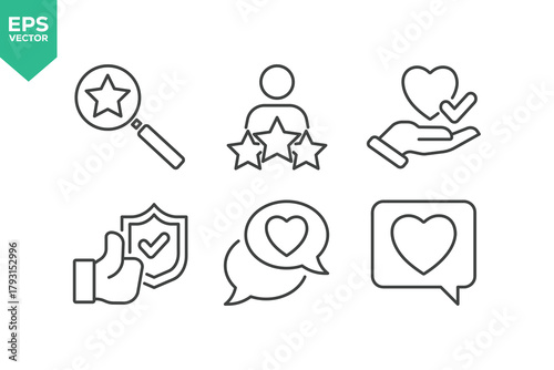 Set Of Feedback Line Icons. Set contains such icons as Feedback, Rating, Like, Dislike, Comment, and more.