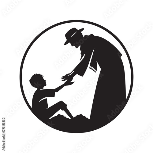 helping poor vector sketch art logo design collection. abstract icon set illustration.