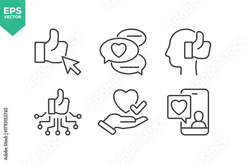 Set Of Feedback Line Icons. Set contains such icons as Feedback, Rating, Like, Dislike, Comment, and more.