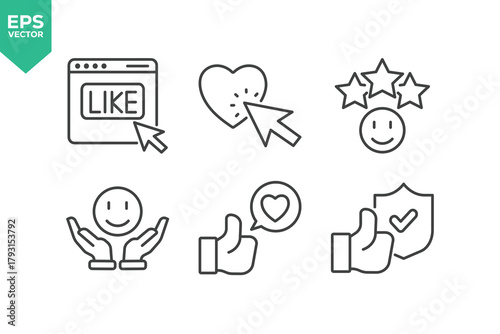Set Of Feedback Line Icons. Set contains such icons as Feedback, Rating, Like, Dislike, Comment, and more.