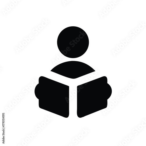 person reading book education literacy icon