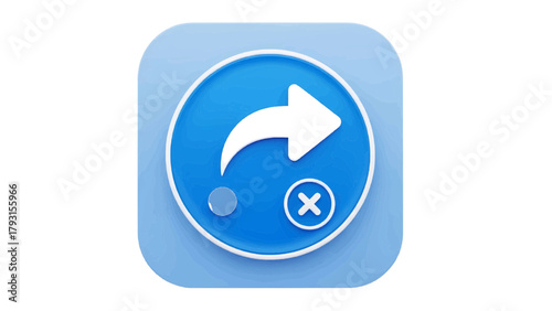 Vector illustration of arrow pointing forward from a dot, with a cross symbol, representing progress and cancellation, on a transparent background