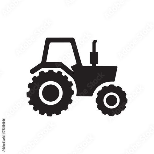 Tractor Silhouette Icon. Agriculture, Farming, and Rural Farm Vehicle Vector.