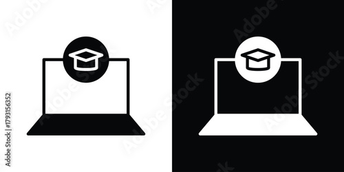 E learning icon vector graphics. filled vector sign, Symbol illustration.