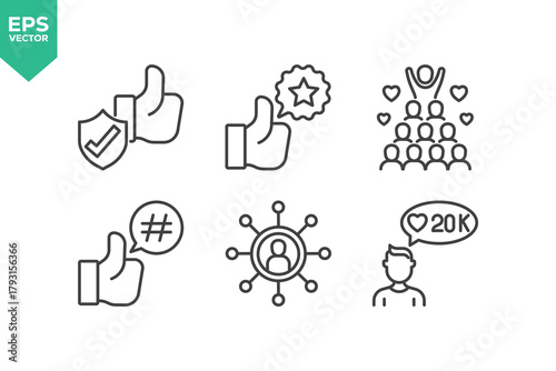 Set Of Feedback Line Icons. Set contains such icons as Feedback, Rating, Like, Dislike, Comment, and more.