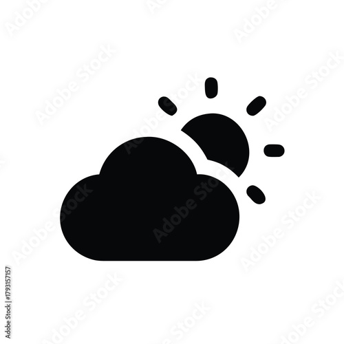 sun and cloud icon for weather and climate forecast