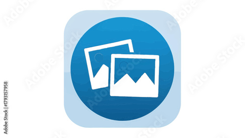 Vector illustration of two photo icons representing images, gallery, or picture collection on a transparent background