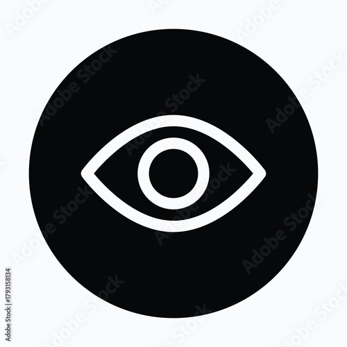 Eye View Visibility Symbol Isolated Circular Vector Icon.