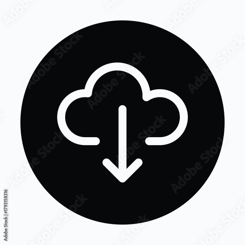 Download Cloud Arrow Symbol Isolated Circular Vector Icon.