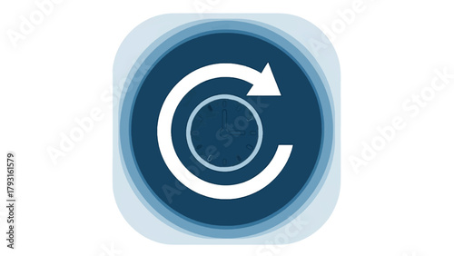 Vector illustration of clock with circular arrow icon representing time or schedule on a transparent background