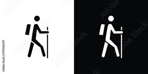 Hiking icon vector graphics. filled vector sign, Symbol illustration.