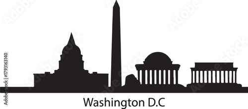 silhouette of the capital city of usa skyline