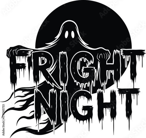 Spooky ghostly fright night text design with dripping effect