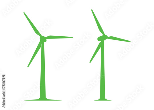Illustration in vector form showcasing isolated wind energy power silhouettes.

