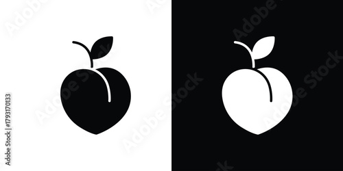 Peach icon vector graphics. filled vector sign, Symbol illustration.