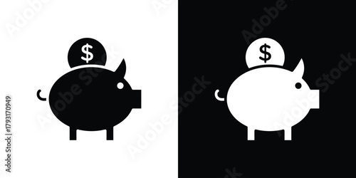 Piggy bank icon vector graphics. filled vector sign, Symbol illustration.
