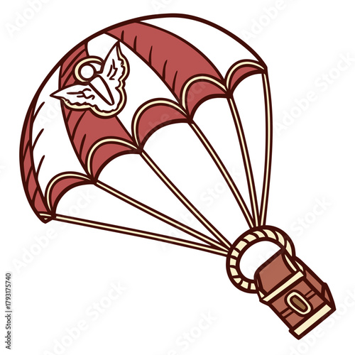 Parachute With A Treasure Chest falling airborne