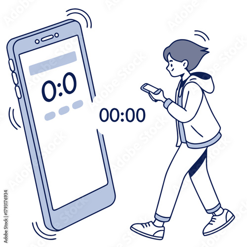 Person Looking at a Smartphone Displaying a Timer stopwatch