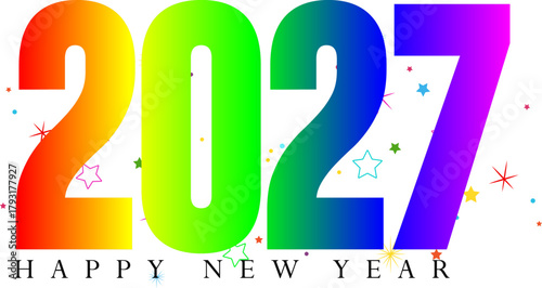 Bright and Colorful Happy New Year 2027 Celebration Graphic Design