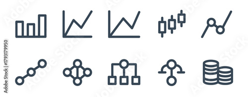 Collection of financial and business data visualization icons