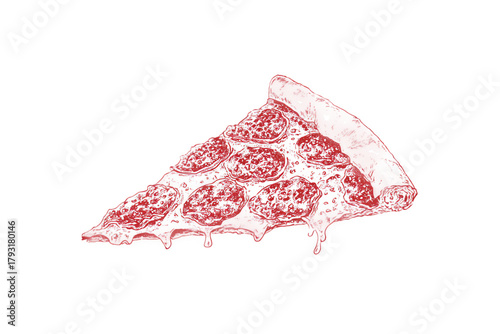 Thin outline mini pizza slice design isolated on transparent background