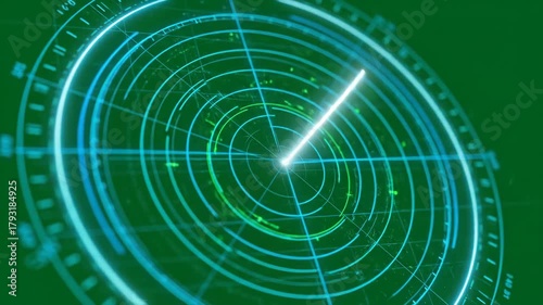 Futuristic Animated HUD Radar Scan with Glowing Elements, Abstract Circular Technology Interface for Visual Effects and Motion Graphics Project