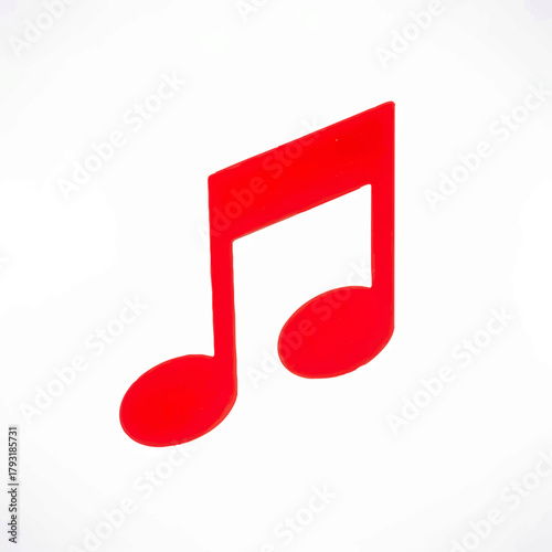 Red Music Note Isolated on White Background

