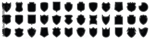 shield, badge, emblem, crest, insignia, heraldry, protection, security, award, symbol, shape, outline, silhouette, black, white, collection, set, variety, design, graphic, element, medieval, vintage, 