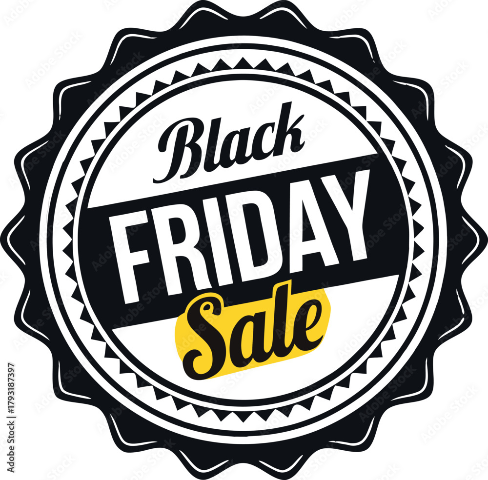 Fototapeta premium Black Friday Sale Marketing Badge or Circular Promotional Stamp Icon