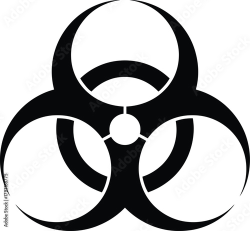 Black biohazard symbol warning sign indicating biological danger