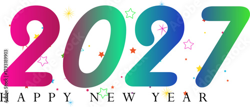 Vibrant Happy New Year 2027 Graphic with Colorful Numbers
