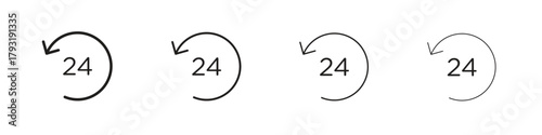 24 Hrs icon set. editable stroke eps 10 vector illustration.