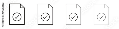 Accept document icon set. editable stroke eps 10 vector illustration.